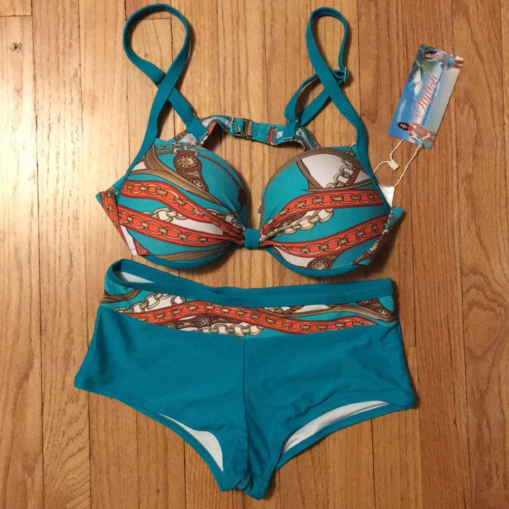 Teal Push Up Bikini Set